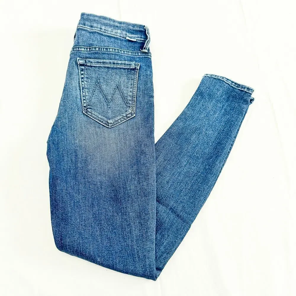 Mother The Looker Groovin' Zip Fly Denim Jeans Faded Distressed Wash Size 26